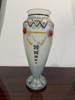 Charles Schell Corson Art Deco Hand Enameled Glass Vase by Charles Schneider France 1920 - 4770866