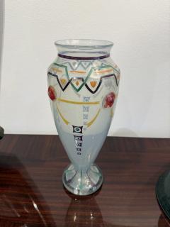 Charles Schell Corson Art Deco Hand Enameled Glass Vase by Charles Schneider France 1920 - 4770867