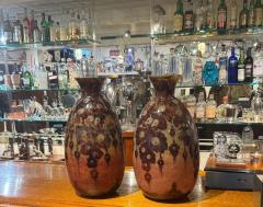 Charles Schneider Important Pair of Le Verre Fran ais Capucines Glass Vases by Charles Schneider - 4814801