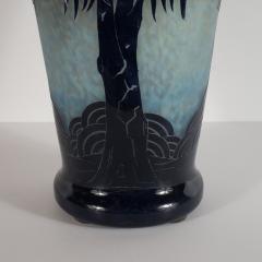 Charles Schneider La Verre Francais Stylized Palm Tree Cameo Glass Vase by Charles Schneider - 1560566