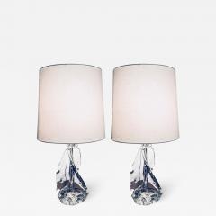 Charles Schneider Large Pair of Schneider Crystal France 1960 Table Lamps - 1262806