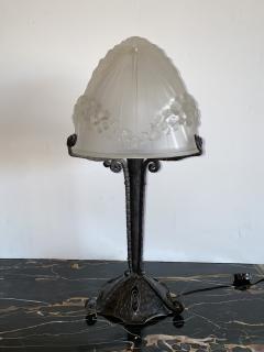 Charles Schneider Schneider Glass French Art Deco Lamp With Wrought Iron Base - 4316691