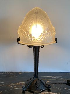 Charles Schneider Schneider Glass French Art Deco Lamp With Wrought Iron Base - 4316692