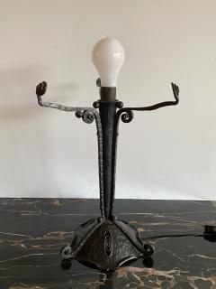 Charles Schneider Schneider Glass French Art Deco Lamp With Wrought Iron Base - 4316694