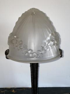 Charles Schneider Schneider Glass French Art Deco Lamp With Wrought Iron Base - 4316695