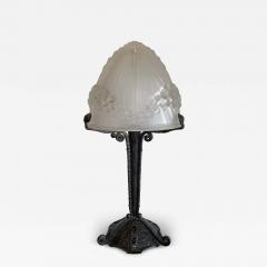 Charles Schneider Schneider Glass French Art Deco Lamp With Wrought Iron Base - 4319588