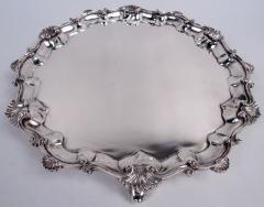 Charles Stuart Harris English Edwardian Georgian Sterling Silver Shell Scroll Salver 1913 - 4246896