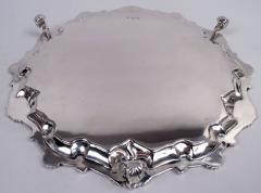 Charles Stuart Harris English Edwardian Georgian Sterling Silver Shell Scroll Salver 1913 - 4247019