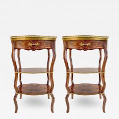 Charles Topino Charles Topino Style French Transitional Marquetry Design Side End Table Pair - 2890762