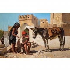 Charles Verlat Large Orientalist Painting at David Gate Jerusalem by Charles Verlat - 4752530