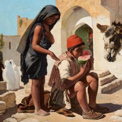 Charles Verlat Large Orientalist Painting at David Gate Jerusalem by Charles Verlat - 4752533