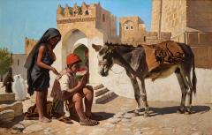Charles Verlat Large Orientalist Painting at David Gate Jerusalem by Charles Verlat - 4752716