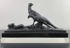 Charles Virion Bronze Study by Charles Virion a Figural Study of a Pheasant Family and a Snail - 2487749