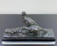 Charles Virion Bronze Study by Charles Virion a Figural Study of a Pheasant Family and a Snail - 2487750