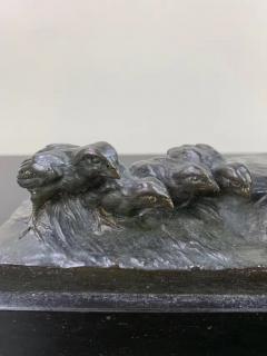 Charles Virion Bronze Study by Charles Virion a Figural Study of a Pheasant Family and a Snail - 2487752