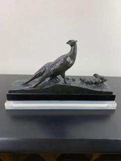 Charles Virion Bronze Study by Charles Virion a Figural Study of a Pheasant Family and a Snail - 2487763