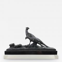 Charles Virion Bronze Study by Charles Virion a Figural Study of a Pheasant Family and a Snail - 2492782