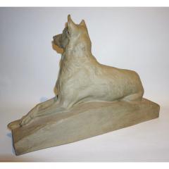 Charles Virion Charles Virion 1920 Antique Gray Terracotta Sculpture of a German Shepherd Dog - 528205