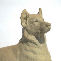 Charles Virion Charles Virion 1920 Antique Gray Terracotta Sculpture of a German Shepherd Dog - 528216