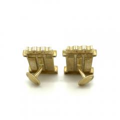 Charlotte Mignon Crabtree 14K Solid Brushed Gold Signed Mignon Faget signed Cuff Links - 3556731