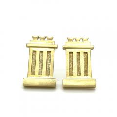 Charlotte Mignon Crabtree 14K Solid Brushed Gold Signed Mignon Faget signed Cuff Links - 3556750