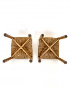 Charlotte Perriand CHARLOTTE PERRIAND PAIR OF MERIBEL ELM AND RUSH DINING CHAIRS LES ARCS C 1960 - 4628223