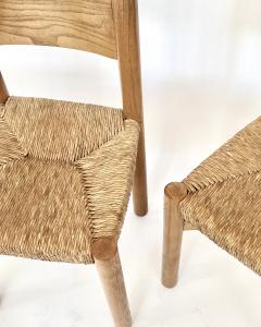 Charlotte Perriand CHARLOTTE PERRIAND PAIR OF MERIBEL ELM AND RUSH DINING CHAIRS LES ARCS C 1960 - 4628225