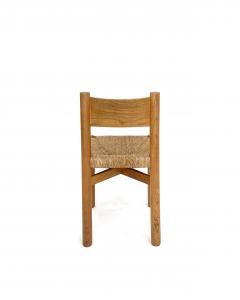 Charlotte Perriand CHARLOTTE PERRIAND PAIR OF MERIBEL ELM AND RUSH DINING CHAIRS LES ARCS C 1960 - 4628228