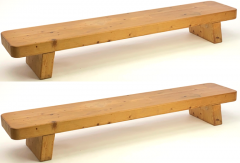 Charlotte Perriand Charlotte Perrand style pair of sturdy solid pine coffee table or benches - 1639914