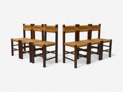 Charlotte Perriand Charlotte Perriand French Modern Straw Wood Six Dining Chairs France 1960s - 4187802