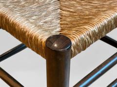 Charlotte Perriand Charlotte Perriand French Modern Straw Wood Six Dining Chairs France 1960s - 4187824