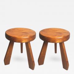 Charlotte Perriand Charlotte Perriand Les Arcs Sandoz Pair of Pine Stools - 374144