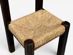 Charlotte Perriand Charlotte Perriand Style Brutalist Dining Chairs Wood Straw France 1960s - 4613446
