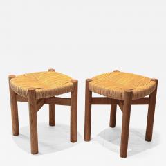 Charlotte Perriand Charlotte Perriand pair of ash tree and rush meribel stool - 2962798