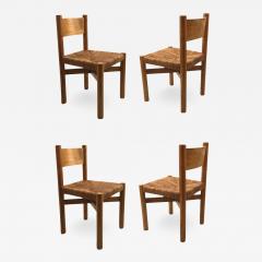 Charlotte Perriand Charlotte Perriand set of 4 model meribel chairs in ash tree and rush - 911135