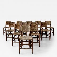 Charlotte Perriand Charlotte Perriand set of twelve Bauche chairs model no 19 1950s - 4177393