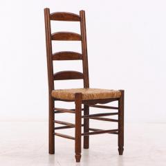 Charlotte Perriand Eight French oak rush dining chairs in manner of Charlotte Perriand C 1950  - 4234258