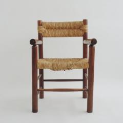Charlotte Perriand Italian 1960s Armchair in Straw and Wood in the Style of Charlotte Perriand - 2979303