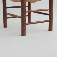 Charlotte Perriand Italian 1960s Armchair in Straw and Wood in the Style of Charlotte Perriand - 2979304