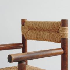 Charlotte Perriand Italian 1960s Armchair in Straw and Wood in the Style of Charlotte Perriand - 2979306