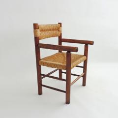 Charlotte Perriand Italian 1960s Armchair in Straw and Wood in the Style of Charlotte Perriand - 2979308