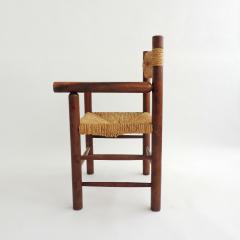 Charlotte Perriand Italian 1960s Armchair in Straw and Wood in the Style of Charlotte Perriand - 2979309