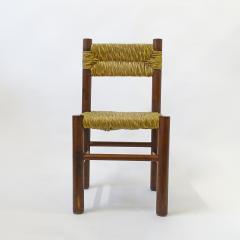 Charlotte Perriand Italian 1960s dining chairs in straw and wood in the style of Charlotte Perriand - 3507336