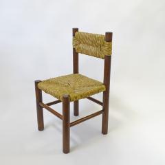 Charlotte Perriand Italian 1960s dining chairs in straw and wood in the style of Charlotte Perriand - 3507337