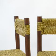 Charlotte Perriand Italian 1960s dining chairs in straw and wood in the style of Charlotte Perriand - 3507340