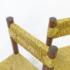 Charlotte Perriand Italian 1960s dining chairs in straw and wood in the style of Charlotte Perriand - 3507341