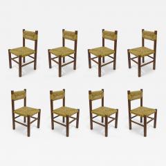 Charlotte Perriand Italian 1960s dining chairs in straw and wood in the style of Charlotte Perriand - 3508888
