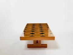 Charlotte Perriand Large French coffee table oak wood petrified wood and slate top 1960 - 3381192