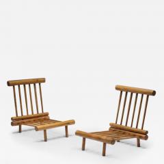 Charlotte Perriand Low Easy Chairs by Charlotte Perriand for La Cachette France 1960s - 3444345