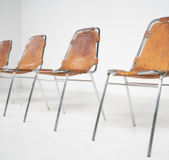 Charlotte Perriand Mid Century Set of 4 Leather Les Arcs Chairs by Charlotte Perriand France - 3824086